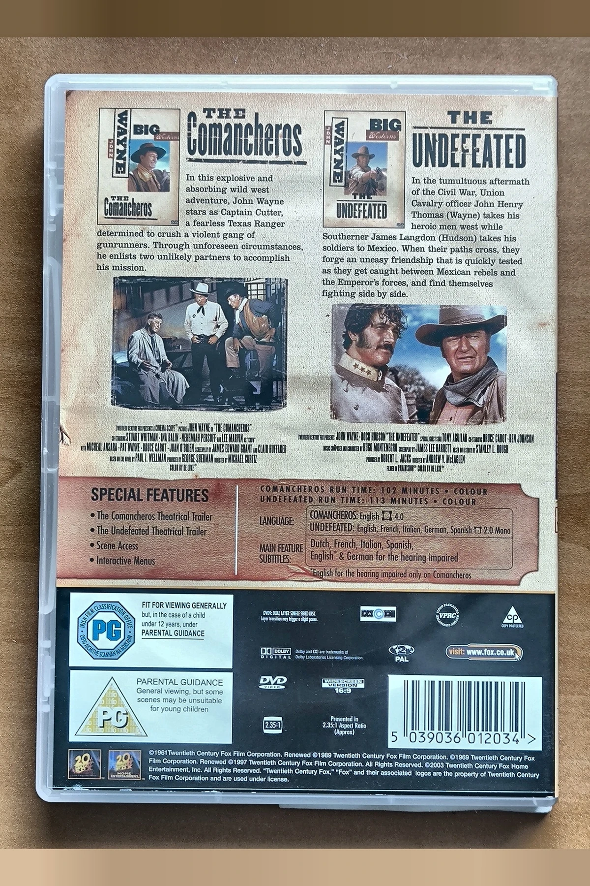 The Comancheros / The Undefeated - Achterkant