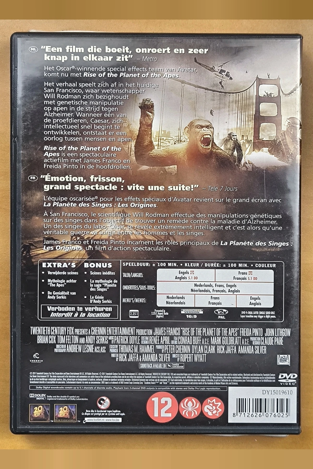 Rise of the Planet of the Apes - Achterkant