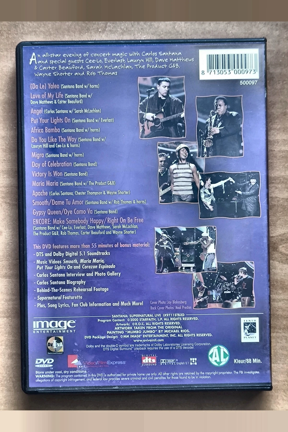 Santana: Supernatural Live - Achterkant