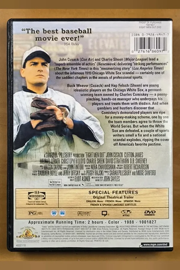 Eight Men Out – achterkant