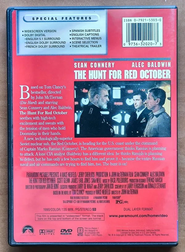 The Hunt for Red October – achterkant