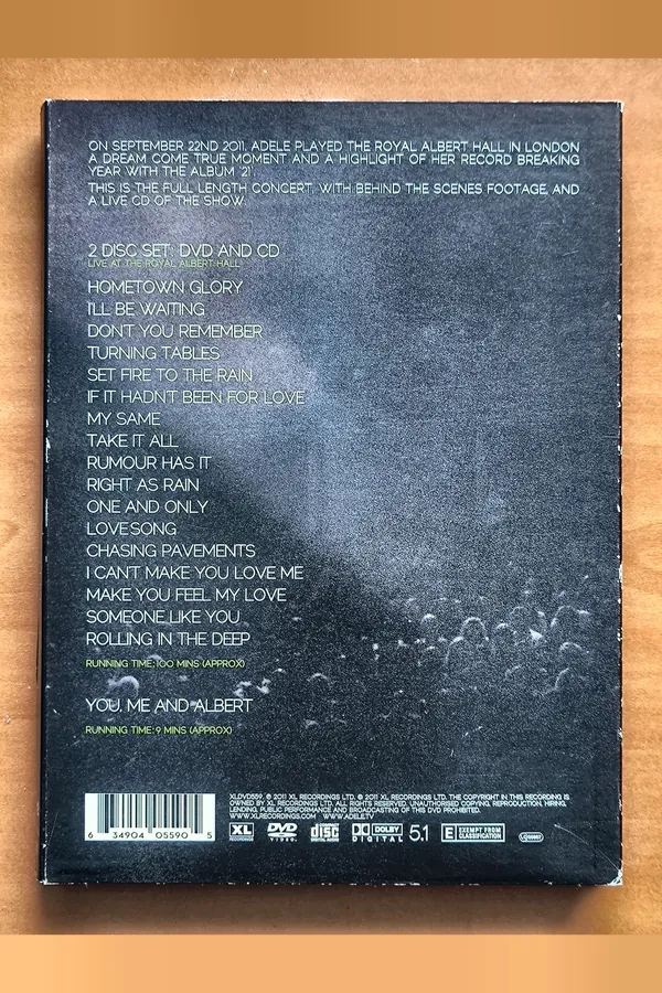 Adele Live at the Royal Albert Hall – achterkant