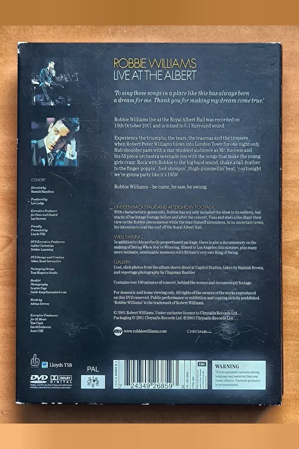 One Night with Robbie Williams – achterkant