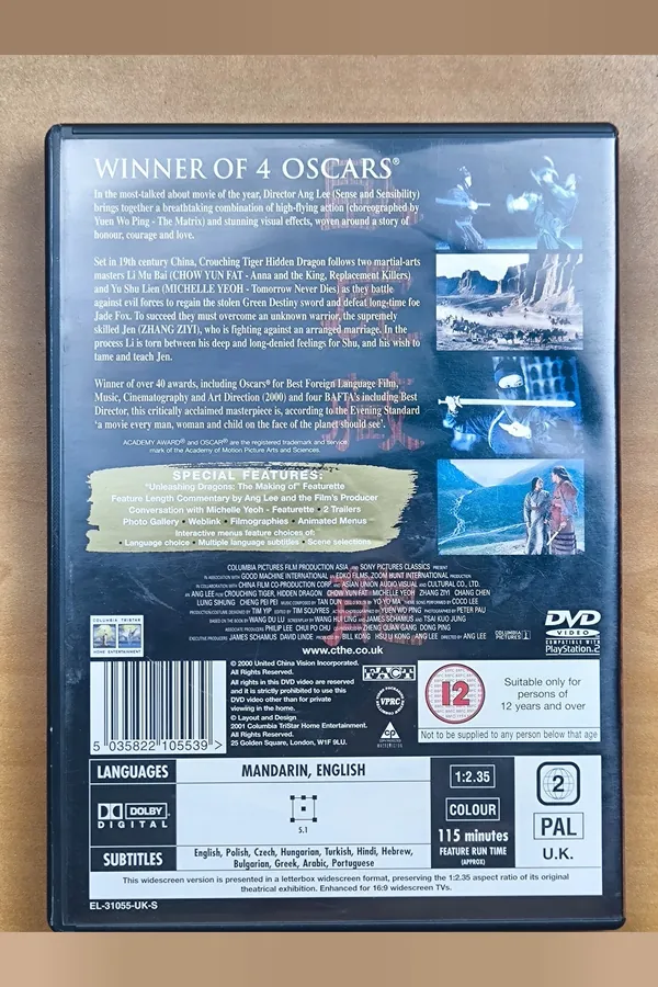 Crouching Tiger, Hidden Dragon – achterkant