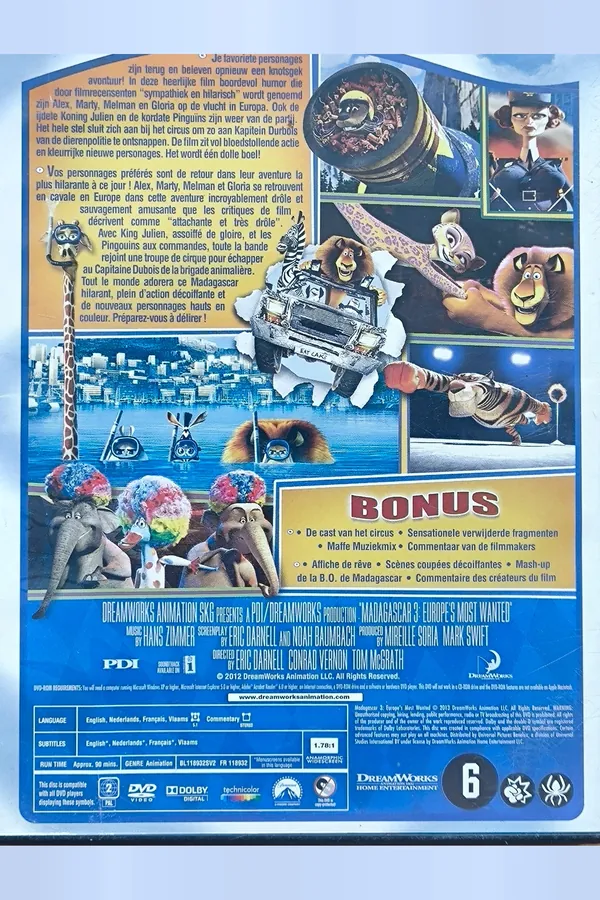 Madagascar 3: Europe's Most Wanted – achterkant