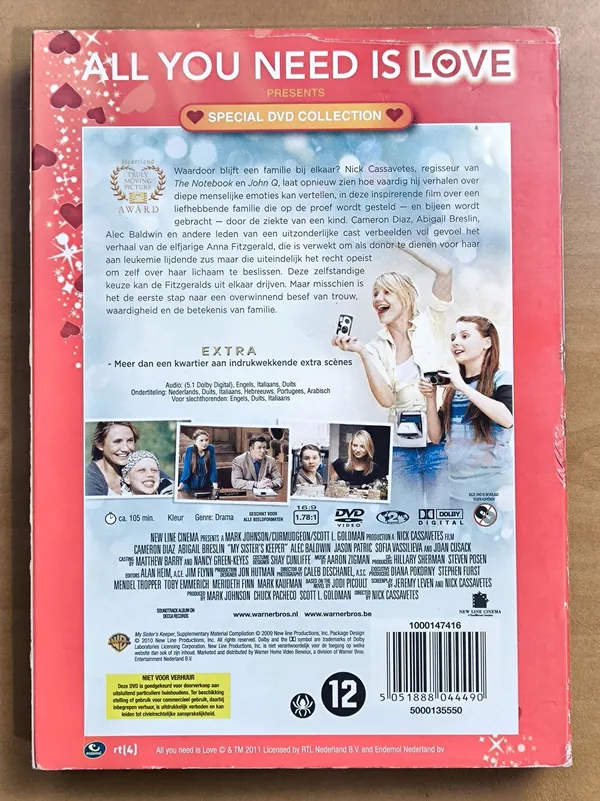 My Sister's Keeper – achterkant