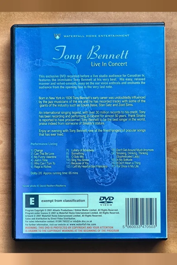 Tony Bennett: A Special Evening With Tony Bennett – achterkant