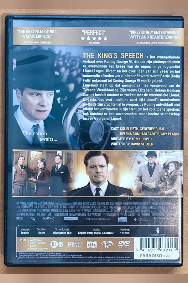 The King's Speech – achterkant