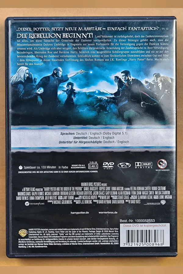 Harry Potter and the Order of the Phoenix – achterkant