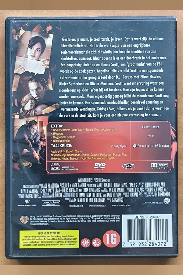 Taking Lives – achterkant