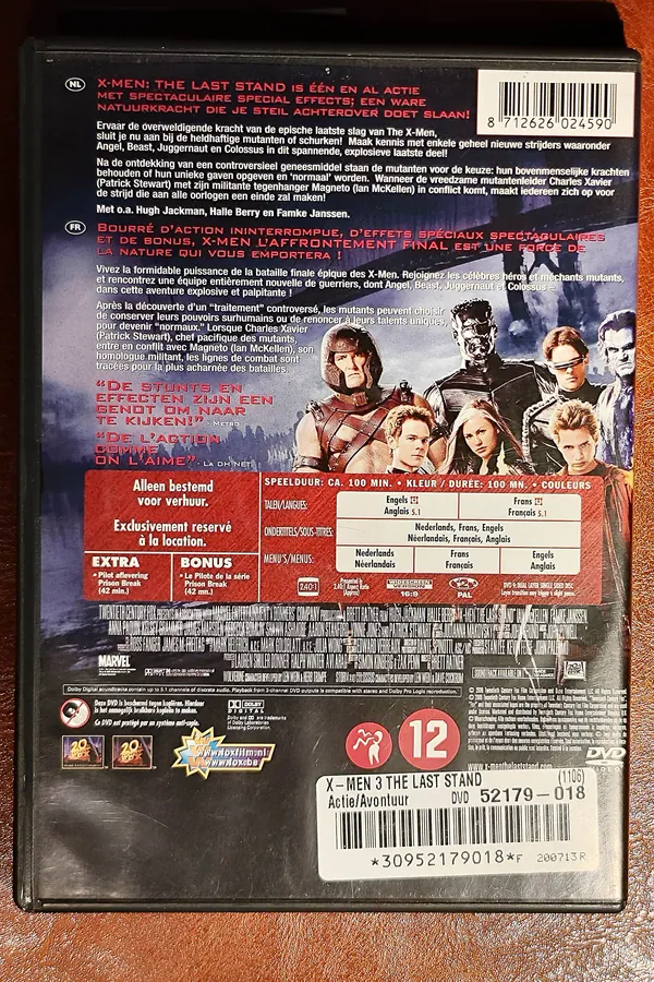 X-Men: The Last Stand – achterkant