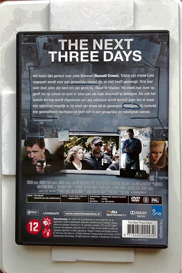 The Next Three Days – achterkant