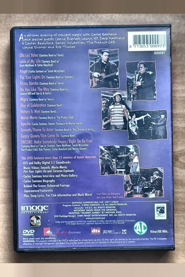 Santana: Supernatural Live – achterkant