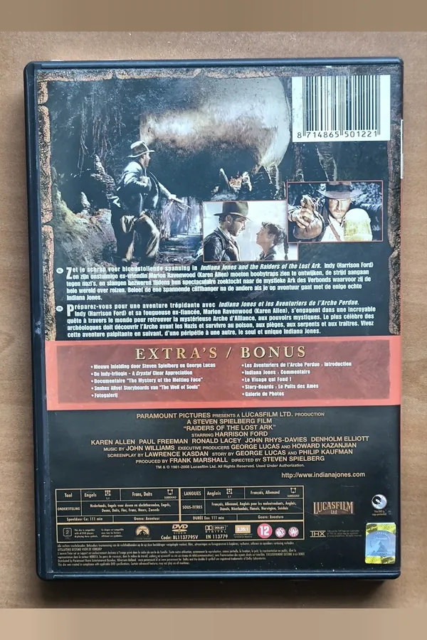 Raiders of the Lost Ark – achterkant
