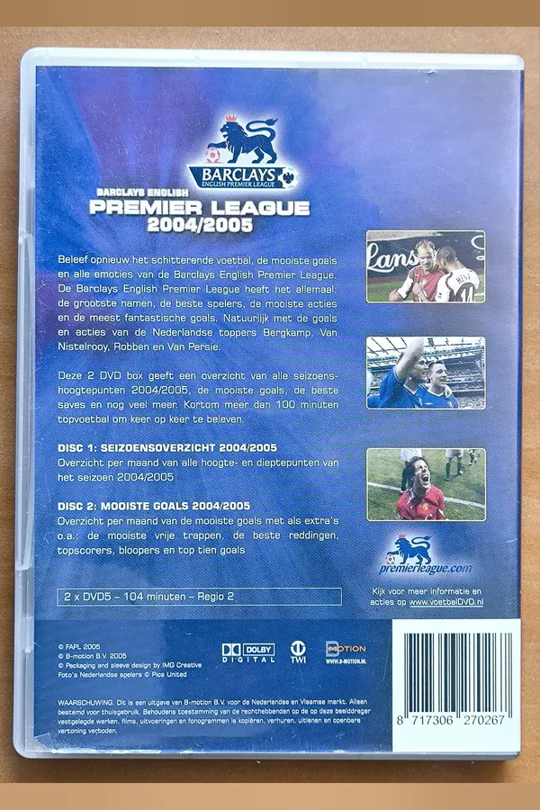 Premier League 2004 2005 – achterkant