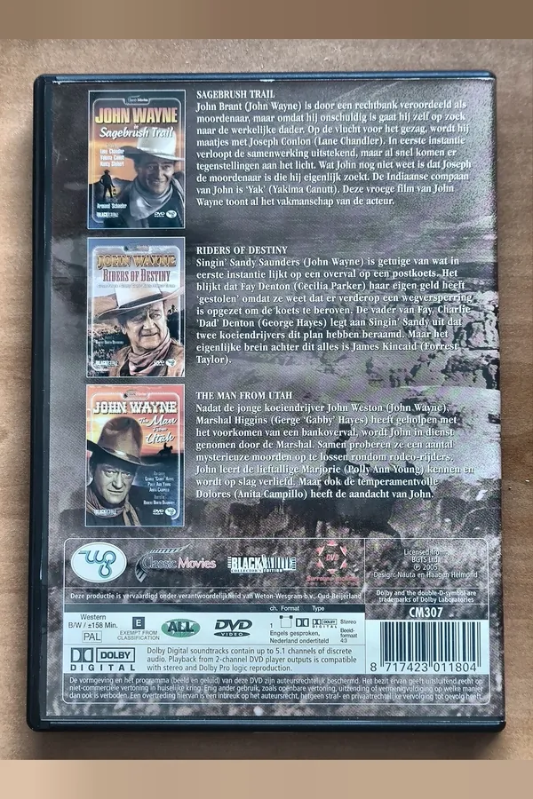 John Wayne Collection 3pack Vol. 2: Sagebrush Trail / Riders Of Destiny / The Man From Utah – achterkant