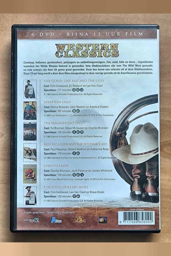 Western Classics The Good, the Bad and the Ugly / Seraphim Falls / The Magnificent Seven / Butch Cassidy and the Sundance Kid / Chato's Land / For a Few Dollars More – achterkant